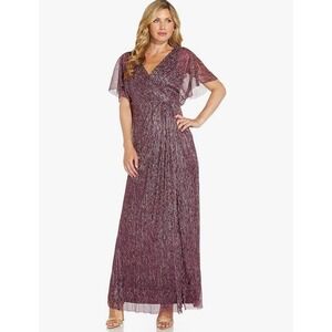 Adrianna Papell Women Metallic‎ Blouson Gown Special Occasion Dress Burgundy!